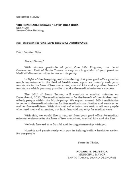 request letter for medical mission|Letter Request For Medical Mission .